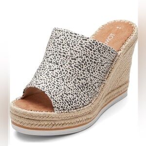 Tom’s Women's Monica Mule Espadrille Wedge Sandals - Leopard Print Sz 10